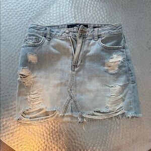 Hollister Light Blue Distressed Mini Skirt